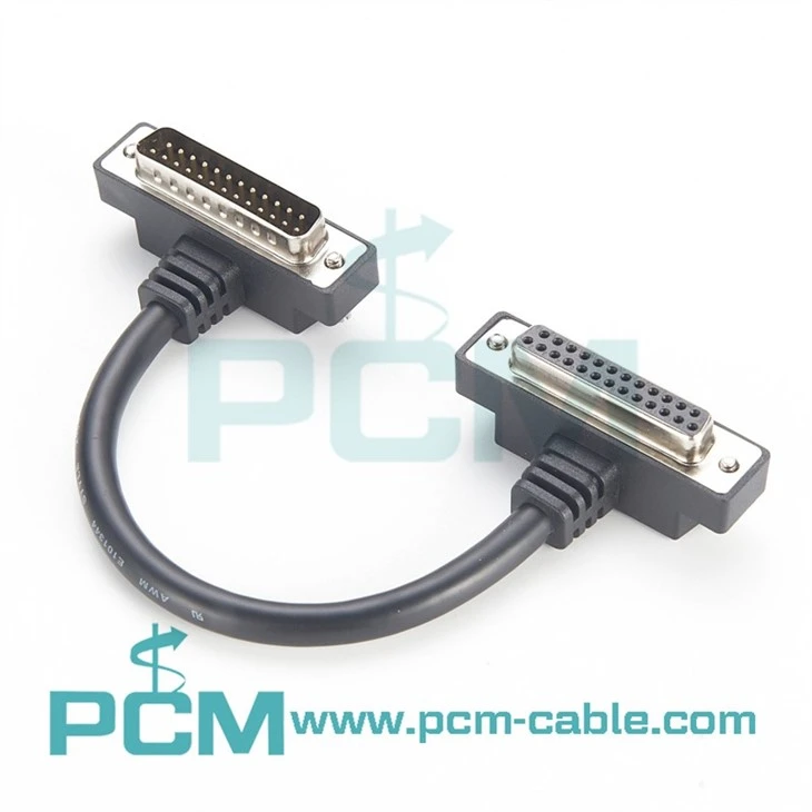 90 degree angled db25 male to db25 female cable