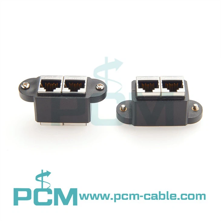 Dual port RJ45 Cat6 screw lock adapter