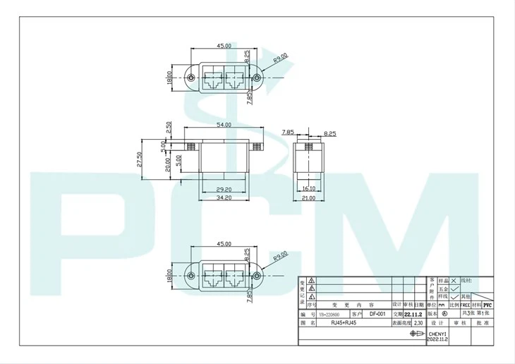 Cutout size of Dual network jack panel mount