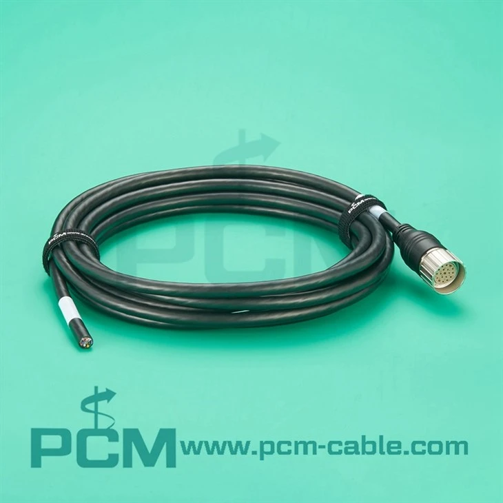 M23 19-Pin Molded Connector Cable with TPU Jacket, Drag Chain & Torsion Resistant