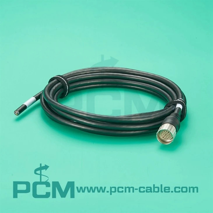 M23 19-Pin Straight Female Connector Cable with Open Wires for Control Cabinets