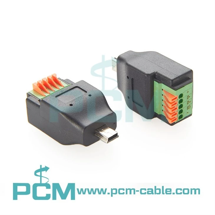 USB Mini B Male Plug to 5-pin Terminal Block