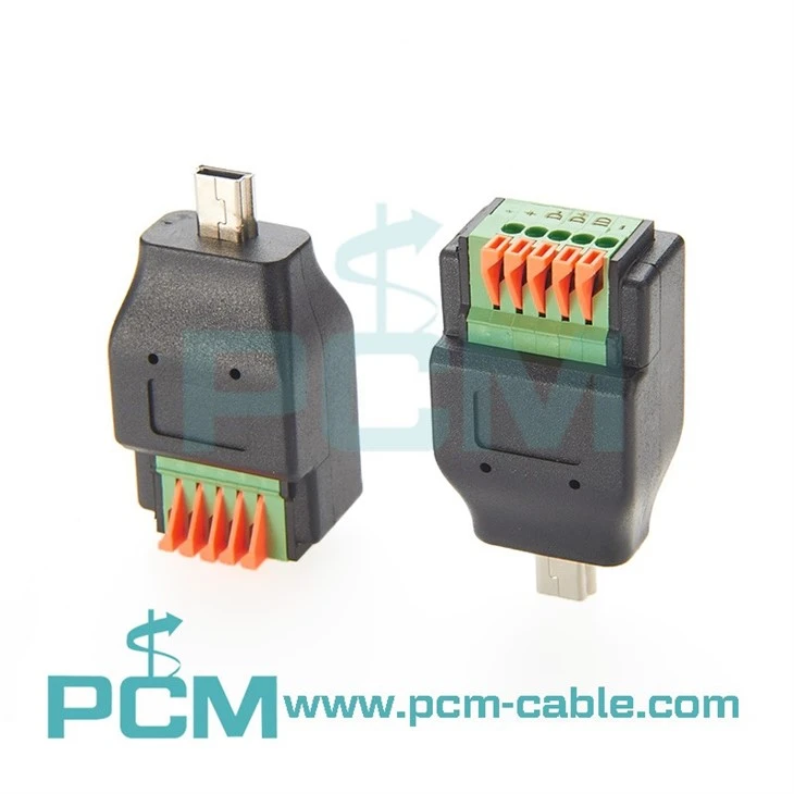 Mini USB male to terminal block