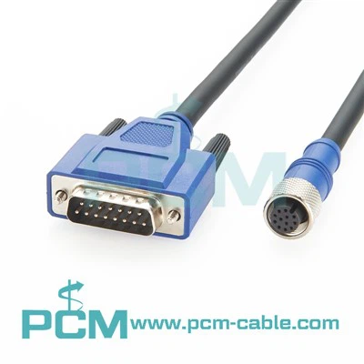 M12 से DB15 पावर और I/O केबल मशीन विजन कैमरा सेंसर के लिए