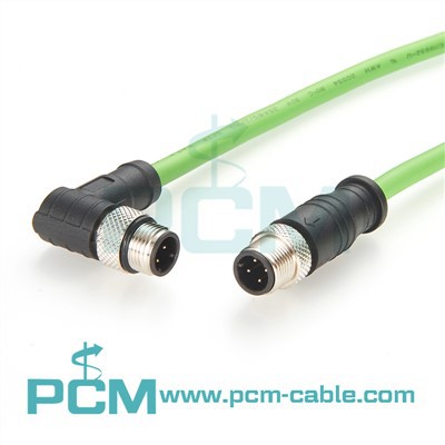 दाएं कोण M12 D - कोडित PROFINET केबल