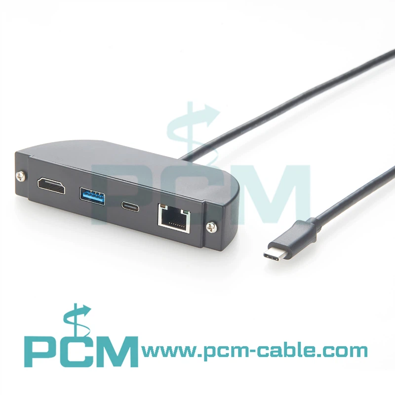 USB-C पैनल माउंट 4-इन-1 मल्टीपोर्ट डॉक USB A 10Gbps USB C 10Gbps 4K60Hz गीगाबिट RJ45
